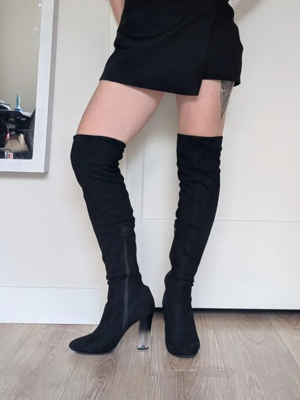 thigh high suede boots